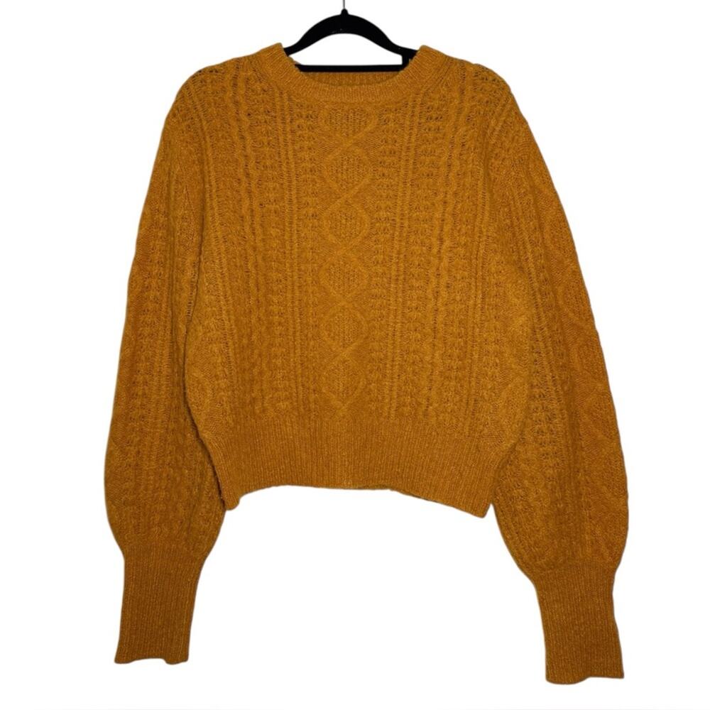 Reformation Orange Camel Alpaca Blend Cable Knit Arden Sweater - Small